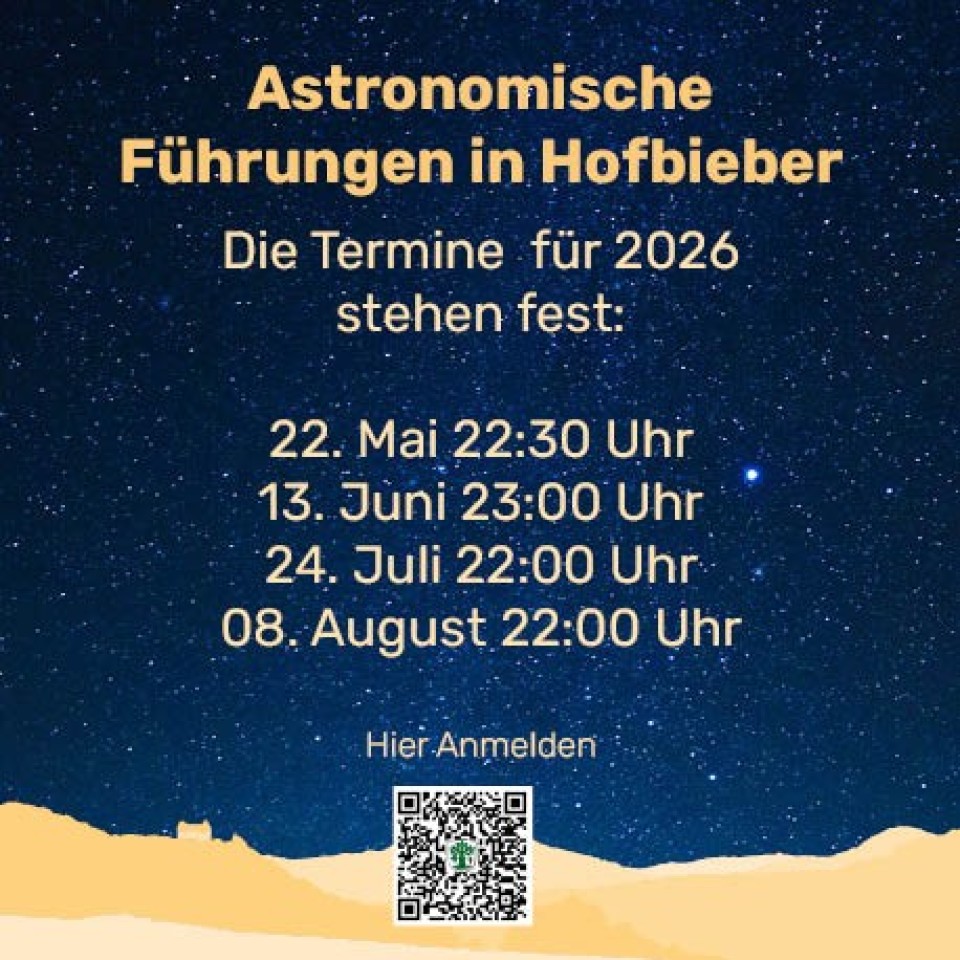 Astronomische F&uuml;hrungen 2026 jetzt buchbar